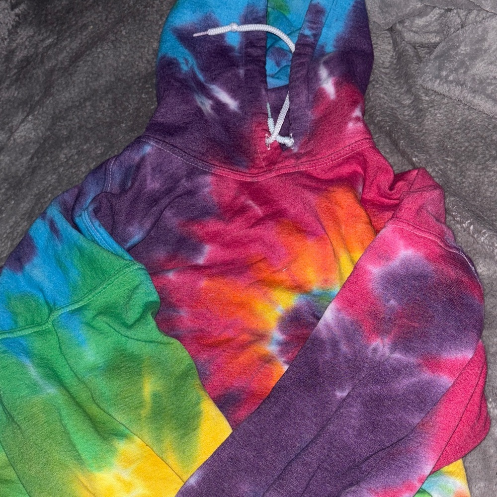 Gildan Purple and Pink Tie-Dye Hoodie